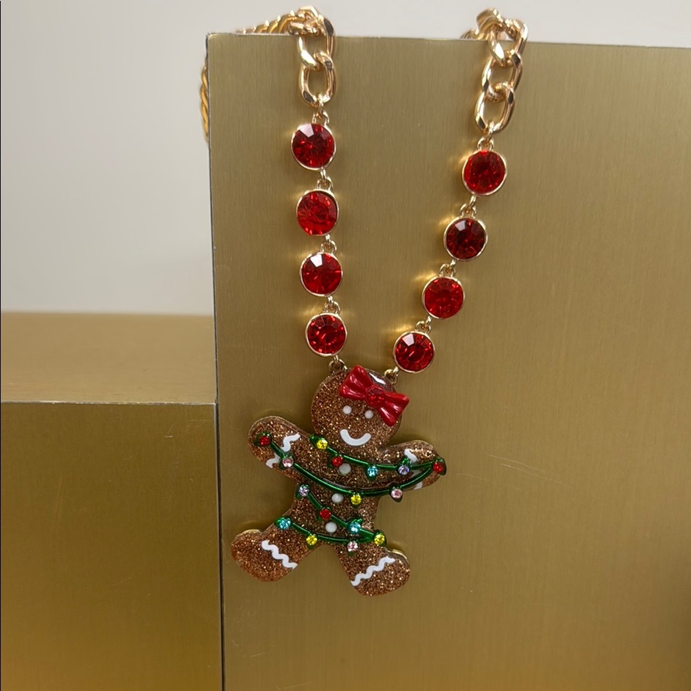 Betsey Johnson Red and Gold Christmas Tree Necklace